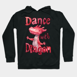 Chinese New Year Dance with Dragon: Pink Watercolor Cute Cartoon Hoodie